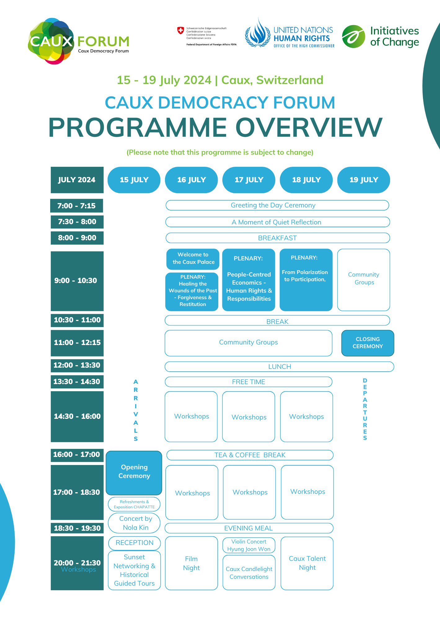CDF Daily programme 9 July