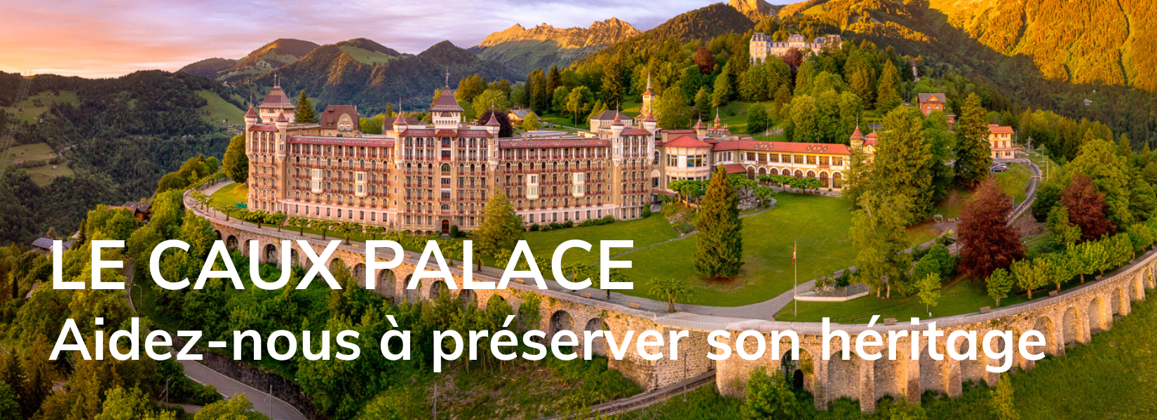 Caux Palace retaining wall banner FR