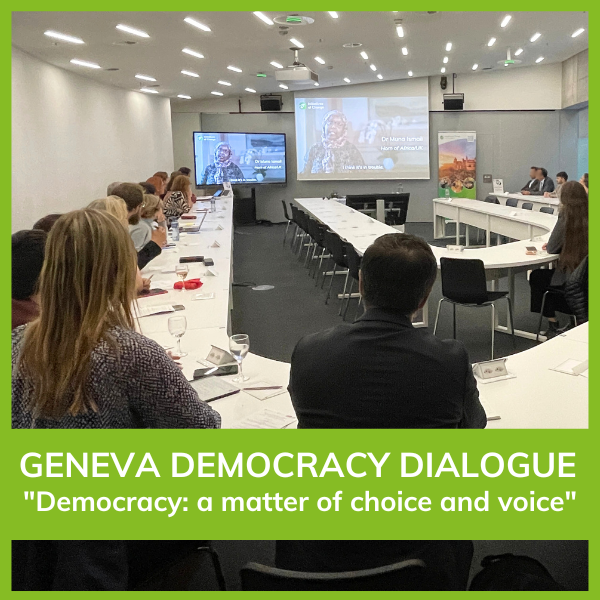 Democracy: a matter of choice and voice Geneva Democracy Dialogue square EN